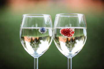 two glasses of wine with fruits