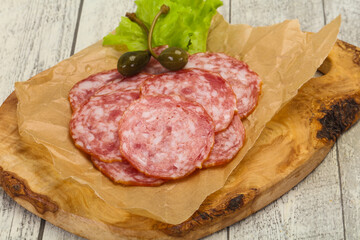 Spanish Salchichon sausage with salad