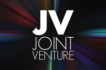 JV - Joint Venture acronym, business concept background