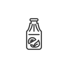Mojito cocktail bottle line icon. linear style sign for mobile concept and web design. Lemon tea bottle outline vector icon. Symbol, logo illustration. Vector graphics