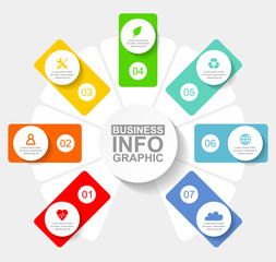 Business infographic vector template with 7 options