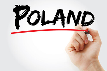 Poland text with marker, concept background