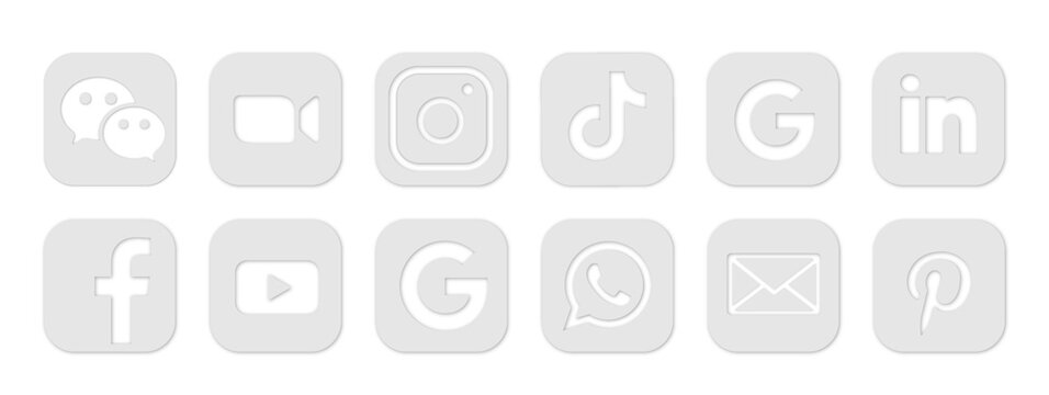 Facebook, twitter, instagram, YouTube, WeChat, pinterest, whatsap, linkedin - Collection of popular social media logo. vector