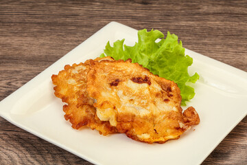 Roasted cod fish in bread