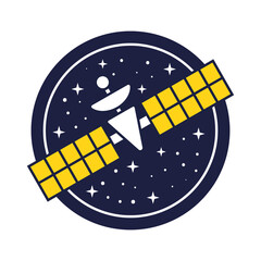 space badge with satellite line and fill style