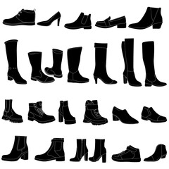 vector isolated icon black boots set