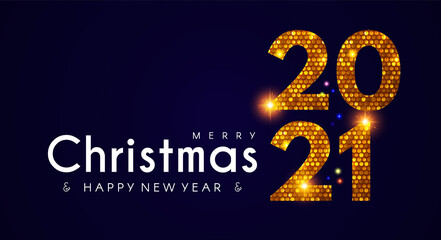 2021 Happy New Year banner with shining sequins effect. Countdown header with number