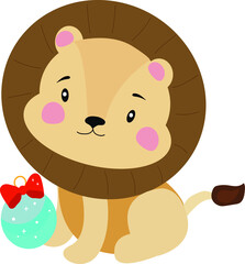 Christmas lion illustration