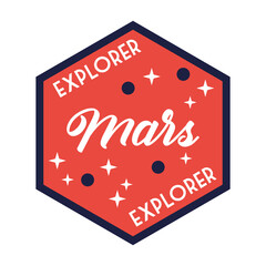 space badge with explorer mars lettering line and fill style
