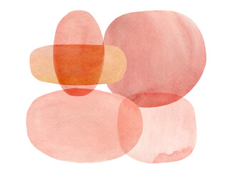 Pink abstract composition on an isolated background, hand-painted watercolo