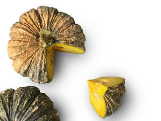 Thai pumpkin isolated on white background, Thai vegetable, Clipping Path