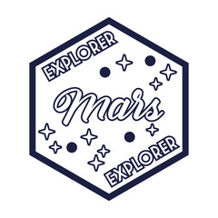 space badge with explorer mars lettering line style