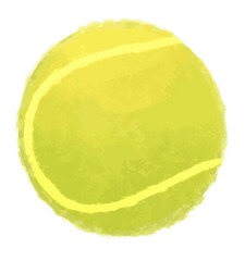 Simple realistic hand drawn yellow green tennis player ball illustration vector clipart element isolated on a white background