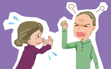 Husband with dementia and wife in trouble.認知症の夫と困る妻