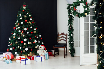 Christmas tree with gifts decor new year interior holiday winter
