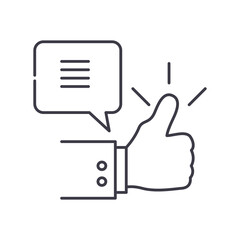 Client feedback icon, linear isolated illustration, thin line vector, web design sign, outline concept symbol with editable stroke on white background.