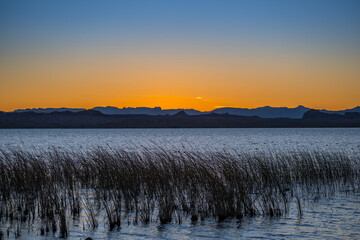 Dramatic vibrant sunset scenery in Lake Havasu, Arizona