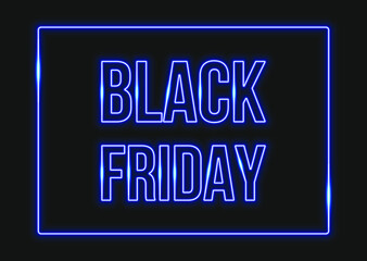 Neon frame. Neon text black friday. Laser glowing lines on a dark background.