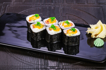 Japanese roll maki with salmon