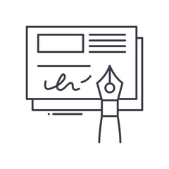 Cheque book icon, linear isolated illustration, thin line vector, web design sign, outline concept symbol with editable stroke on white background.