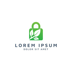 lock and leaf negative space logo design