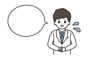 手を前で組む男性薬剤師のイラスト