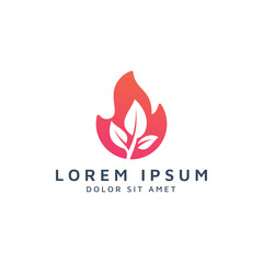 fire and leaf negative space logo design