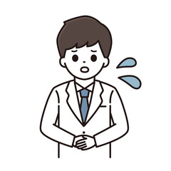 手を前で組む男性薬剤師のイラスト