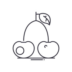 Cherry icon, linear isolated illustration, thin line vector, web design sign, outline concept symbol with editable stroke on white background.