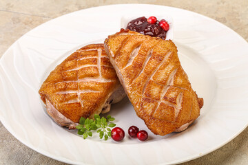 Roasted duck breast with sauce