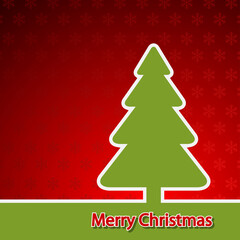 Christmas pine Tree on red Background.