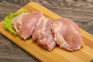 Raw chicken boneless and skinless leg