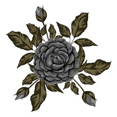 Obraz premium Decorative flowers. Floral arrangement of flowers and leaves. A bouquet of flowers for the decoration of wedding invitation cards and greeting cards. Isolated vector illustration.