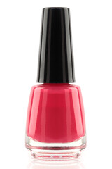 Bottle red nail polishes isolated