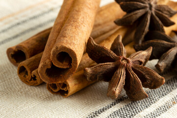  Cinnamon stick and star anise background