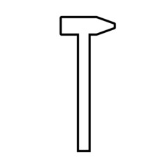 Hammer line icon. Simple hammer with weighted metal head. Vector Illustration