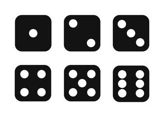 Vector Set of Cartoon Dices isolated on white background. Vector illustration.