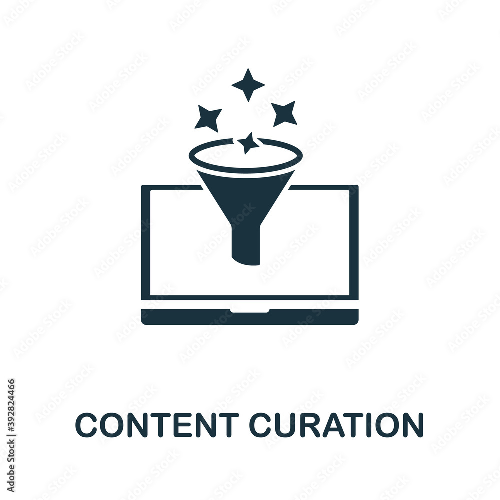 Poster content curation icon. simple element from website development collection. filled content curation i