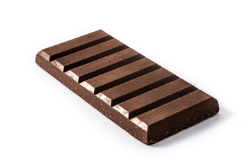 Chocolate turron nougat with puffed rice for Christmas isolated on white background	