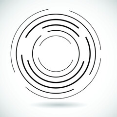Circle Logo with lines. Round unusual icon Design .frame with Vector stripes .