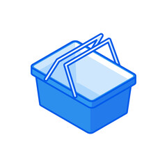 Shopping basket isometric vector. Item for retail in shops and supermarkets.