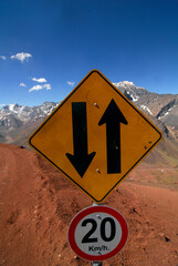 contraflow lane traffic sign or road sign
