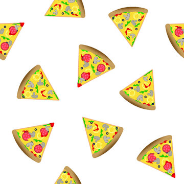 Seamless vector pizza pattern