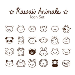 bundle of twenty four kawaii animals line style