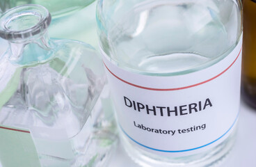 Test diphtheria in laboratory, conceptual image, composition horizontal