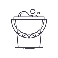 Cleaning bucket icon, linear isolated illustration, thin line vector, web design sign, outline concept symbol with editable stroke on white background.