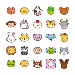 Obraz premium bundle of twenty five kawaii animals line and fill style