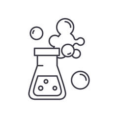 Chemical reaction concept icon, linear isolated illustration, thin line vector, web design sign, outline concept symbol with editable stroke on white background.