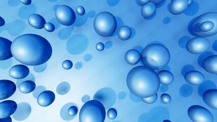 Abstract blue background of blue balls in space 3d render
