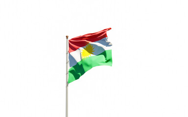Kurdistan national flag on white background isolated.